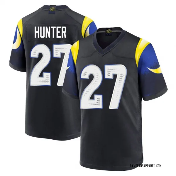 Men's Jarquez Hunter Los Angeles Rams Game Blue Midnight 2025 Rivalries Collection Jersey