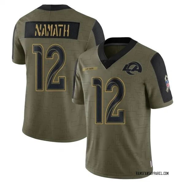 Men's Joe Namath Los Angeles Rams Limited Olive 2021 Salute To Service Jersey