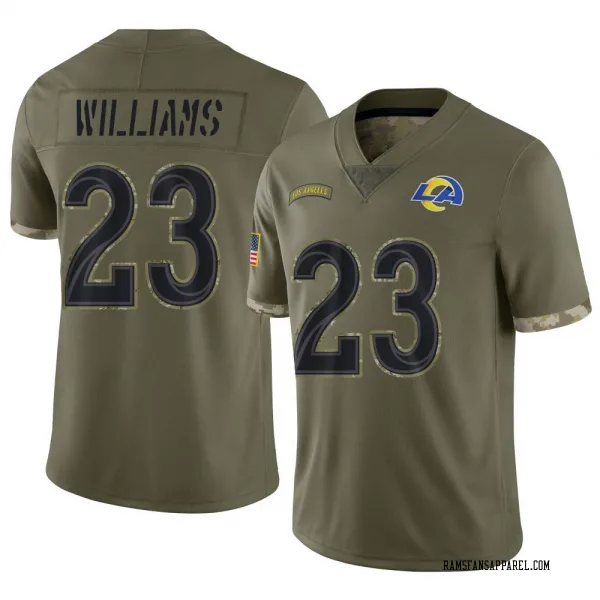Men's Kyren Williams Los Angeles Rams Limited Olive 2022 Salute To Service Jersey