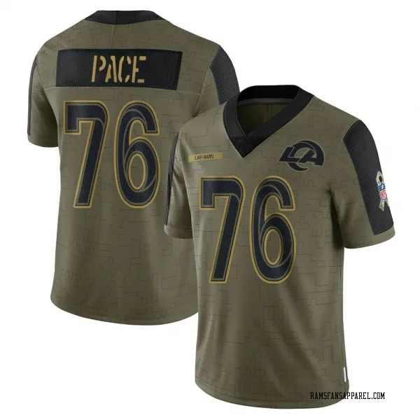 Men's Orlando Pace Los Angeles Rams Limited Olive 2021 Salute To Service Jersey