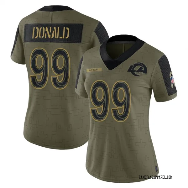 Women's Aaron Donald Los Angeles Rams Limited Olive 2021 Salute To Service Jersey
