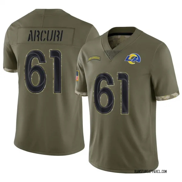Youth AJ Arcuri Los Angeles Rams Limited Olive 2022 Salute To Service Jersey