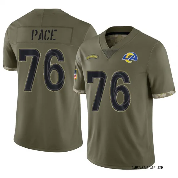 Youth Orlando Pace Los Angeles Rams Limited Olive 2022 Salute To Service Jersey